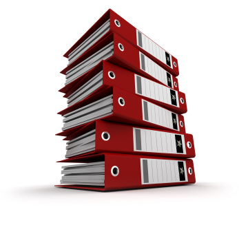 Tariff Schedules Pile of red ring binders