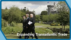 President George W. Bush walks with Prime Minister of Ireland Bertie Ahern, right, and President of the European Commission Romano Prodi on the way to their joint press conference at the Dromoland Castle in Shannon, Ireland, Saturday, June 26, 2004.  (White House File Photo)