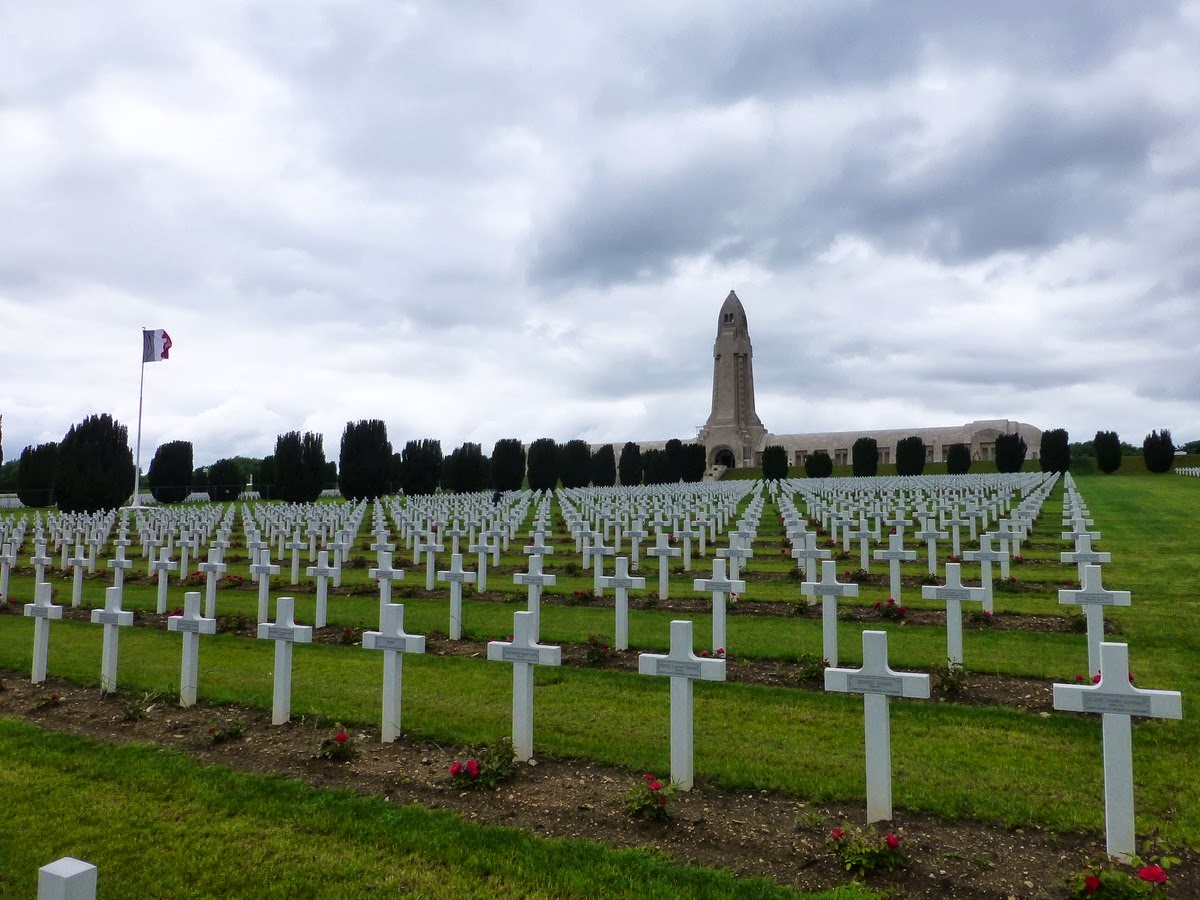Verdun, a cemetery where both French and German soldiers were buried together.